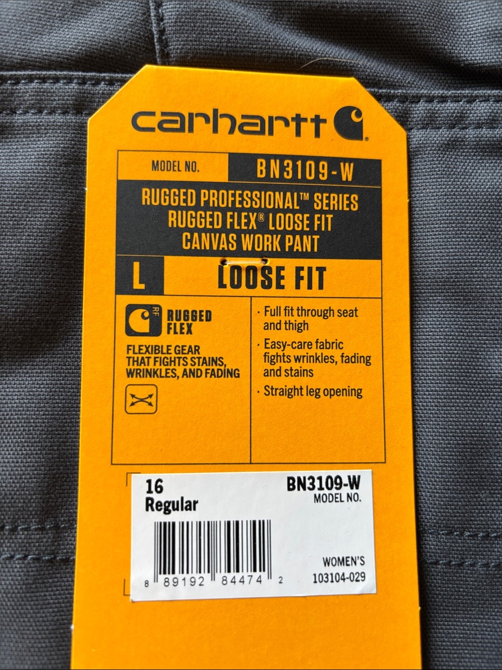 Women’s Carhartt Loose Fit Canvas Work Pants - Charcoal Gray